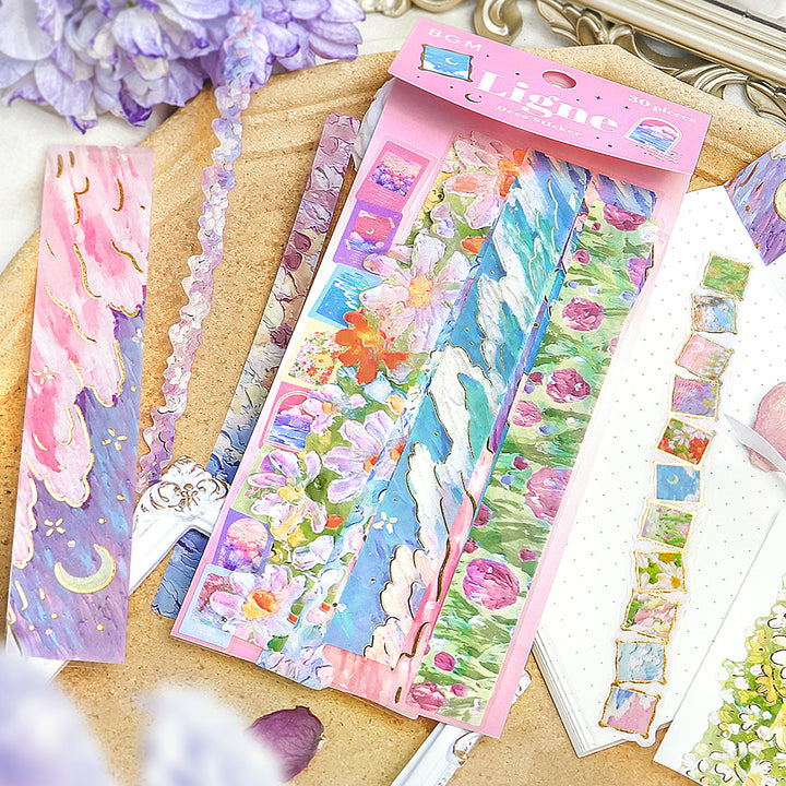 BGM Deco Sticker Ligne Seal: Ligne in Oil Paintings — BGM decorative sticker — for journaling, planners and scrapbooking, at Cityluxe Singapore