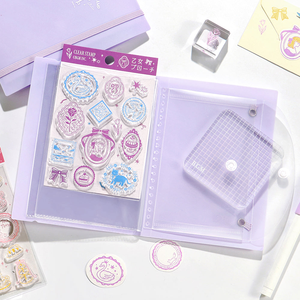 BGM Clear Stamp File in Lilac — BGM clear stamp — premium stationery, at Cityluxe Singapore
