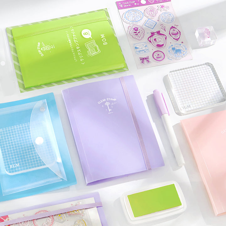 BGM Clear Stamp File in Lilac — BGM clear stamp — premium stationery, at Cityluxe Singapore