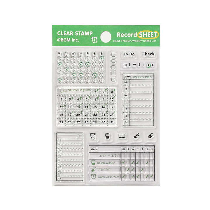 BGM Clear Stamp: Diary - Record Sheet — front view