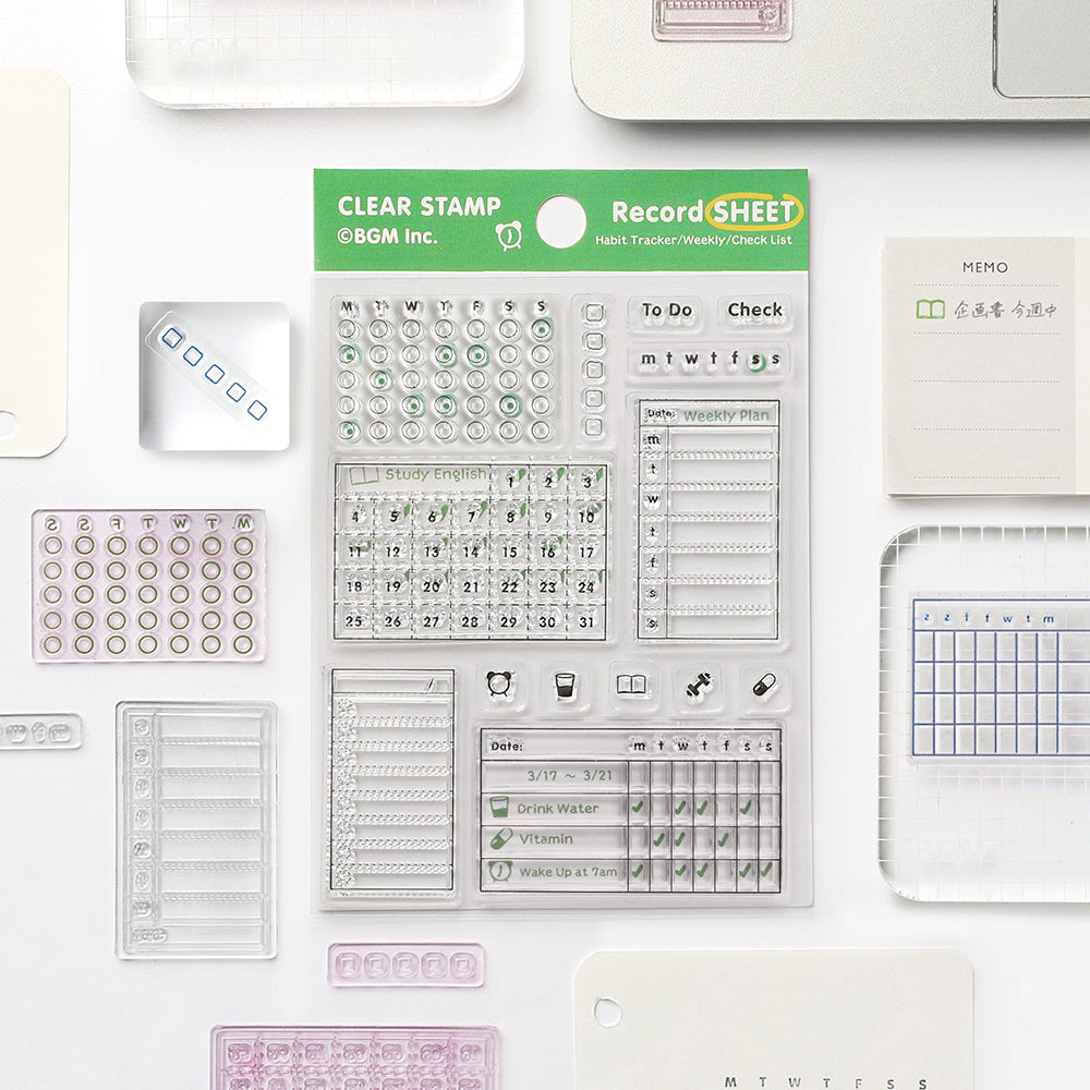 BGM Clear Stamp: Diary - Record Sheet — side view
