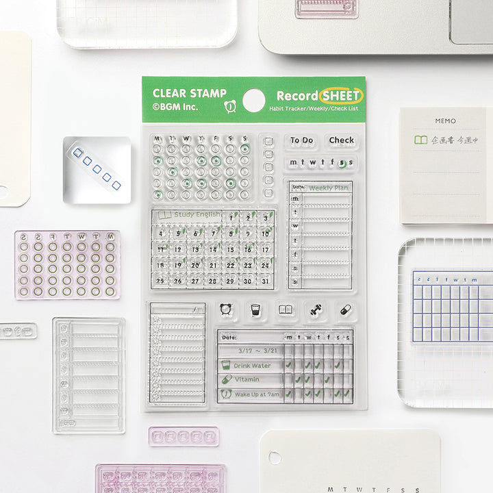 BGM Clear Stamp: Diary - Record Sheet — side view