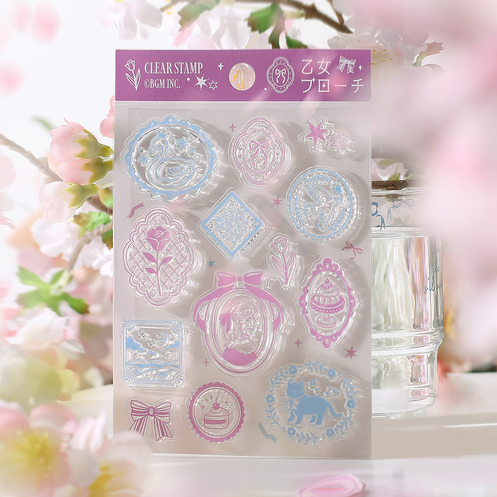 BGM Clear Stamp: Diary - Maiden Brooch — side view