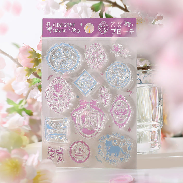 BGM Clear Stamp: Diary - Maiden Brooch — side view