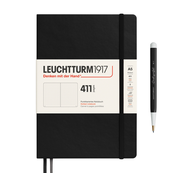 Leuchtturm1917 A5 Medium Hardcover Notebook (Thick, 411 Pages) in Dotted / Black — Leuchtturm1917 notebook — quality writing journal with premium paper, at Cityluxe Singapore stationery store