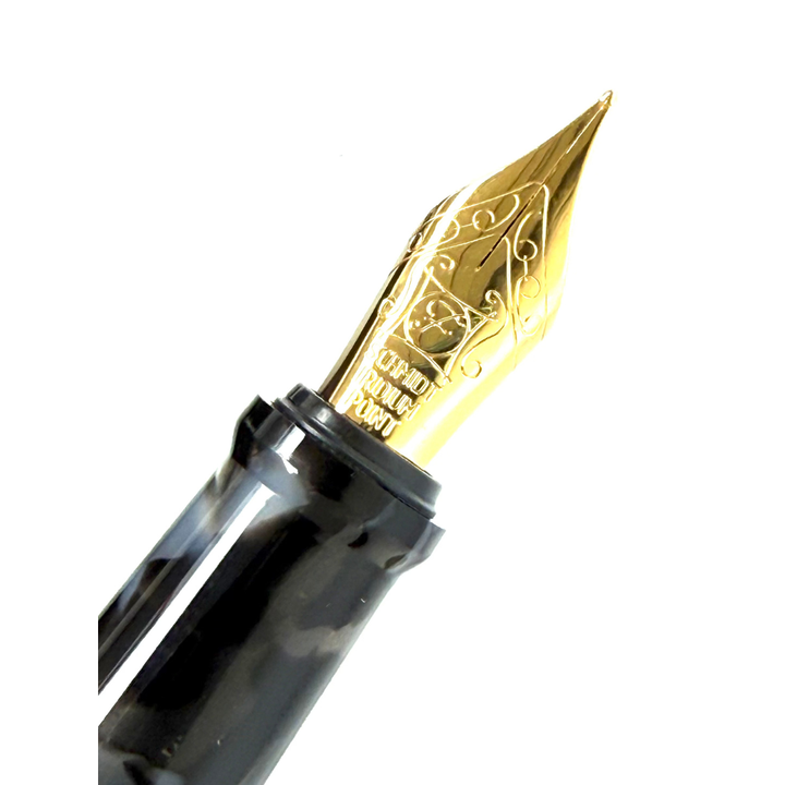 Onishi Hand Made POCKET Fountain Pen (NEW!) - Black — uncapped with cap posted