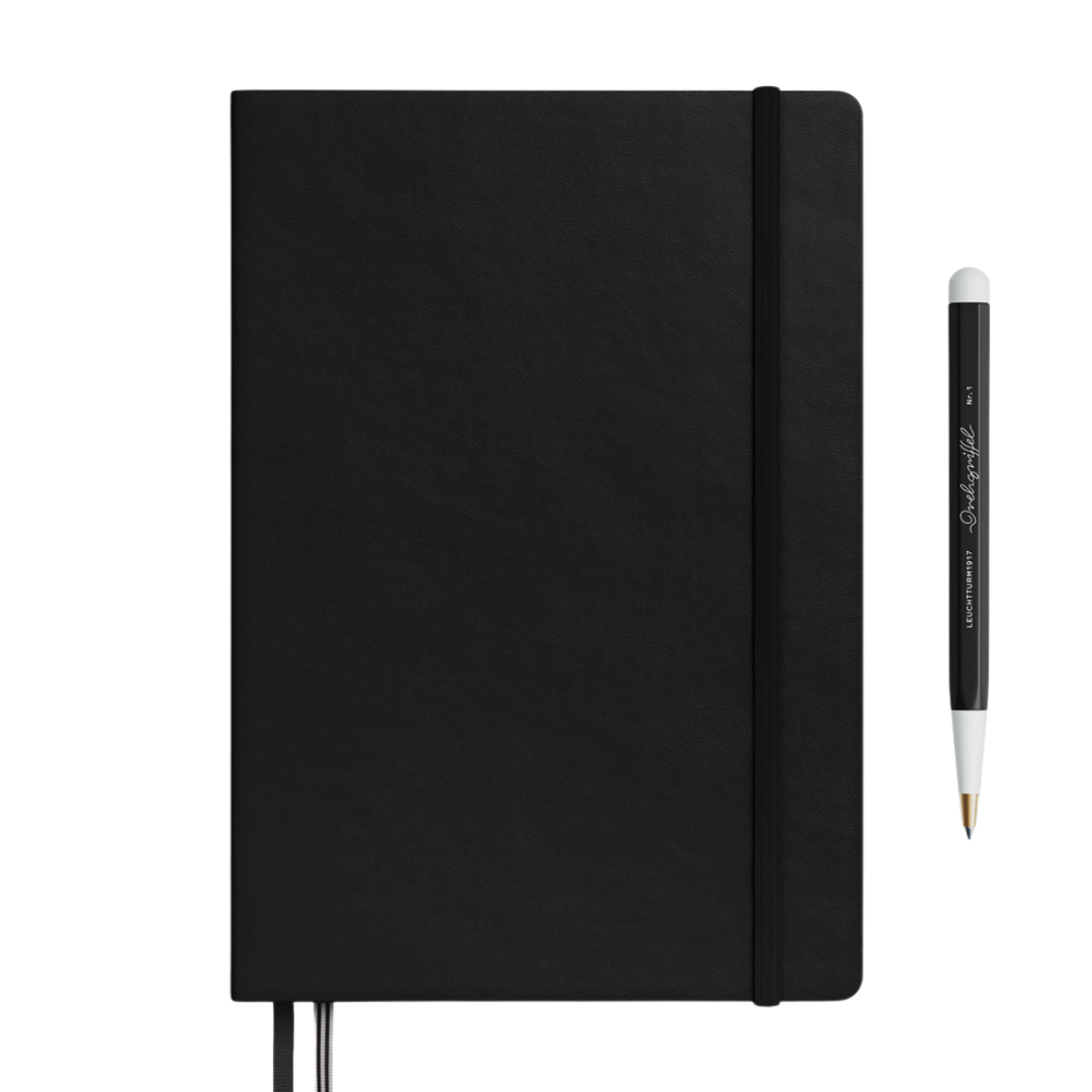 Leuchtturm1917 A5 Medium Hardcover Notebook (Thick, 411 Pages) in Plain / Black — Leuchtturm1917 notebook — quality writing journal with premium paper, at Cityluxe Singapore stationery store