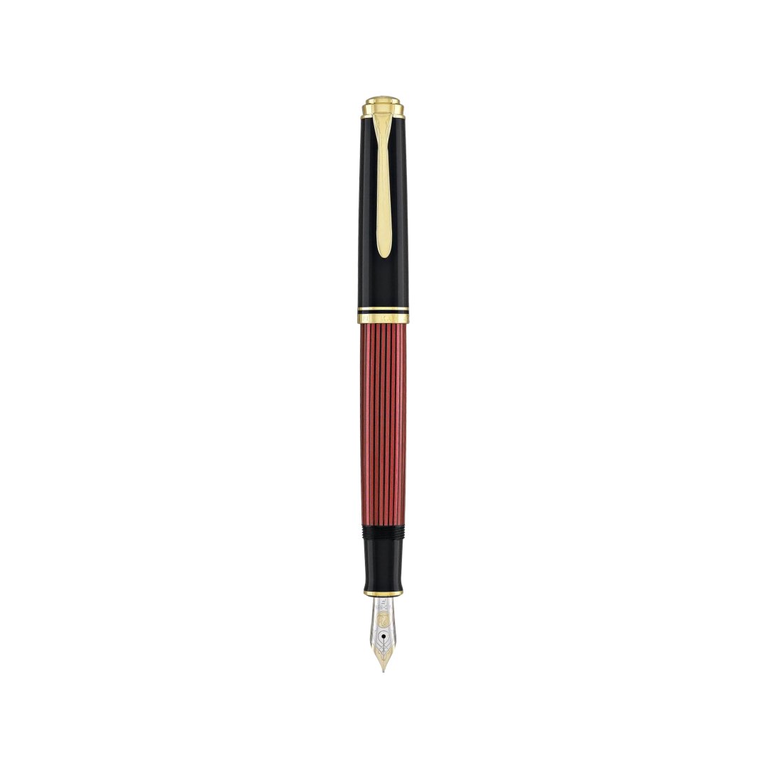 Pelikan Souveran M600 Fountain Pen - Black &amp; Red with Gold Trim (14K Gold) [Pre-Order] — Pelikan fountain pen — precision nib writing instrument, at Cityluxe Singapore stationery store