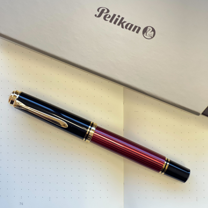 Pelikan Souveran M600 Fountain Pen - Black &amp; Red with Gold Trim (14K Gold) [Pre-Order] — Pelikan fountain pen — precision nib writing instrument, at Cityluxe Singapore stationery store