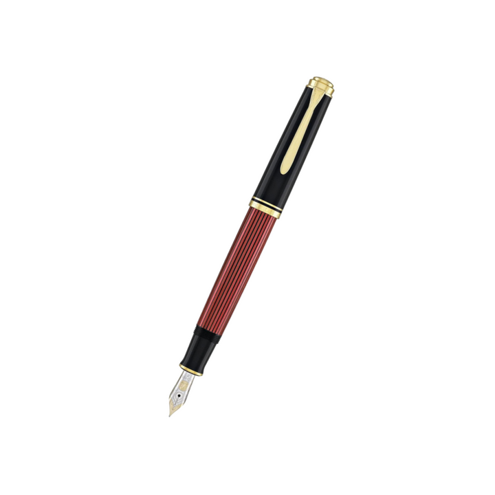Pelikan Souveran M600 Fountain Pen - Black &amp; Red with Gold Trim (14K Gold) [Pre-Order] — Pelikan fountain pen — precision nib writing instrument, at Cityluxe Singapore stationery store