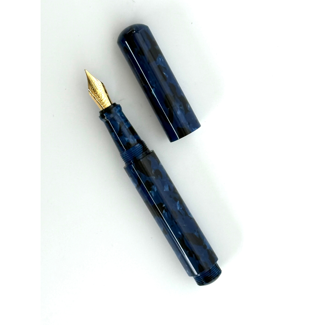 Onishi Hand Made POCKET Fountain Pen (NEW!) - Blue Marble — capped