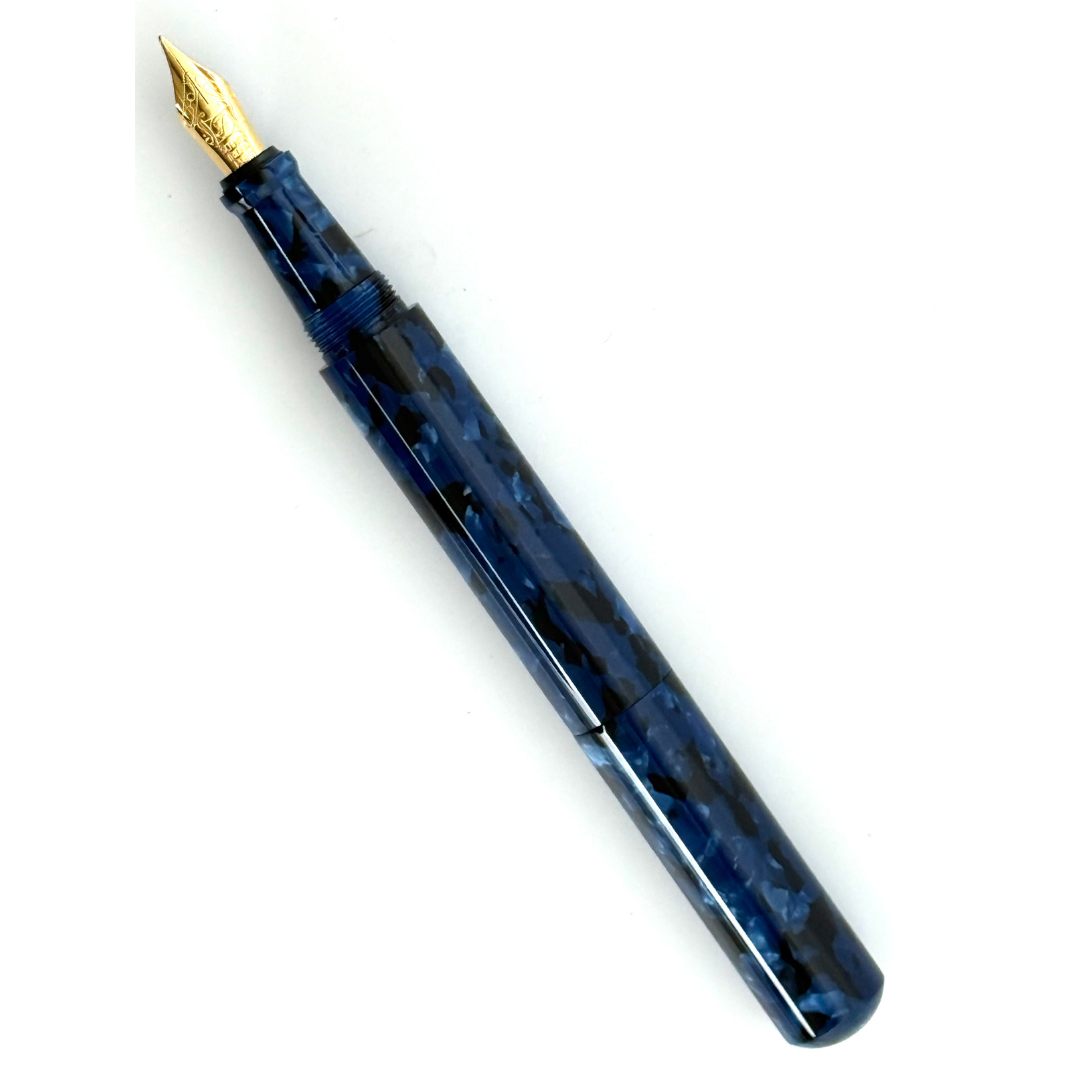 Onishi Hand Made POCKET Fountain Pen (NEW!) - Blue Marble — nib close-up