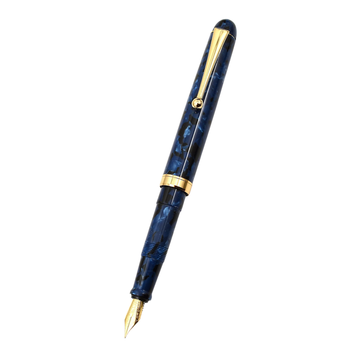 Onishi Hand Made POCKET Fountain Pen with CLIP - Blue Marble — capped