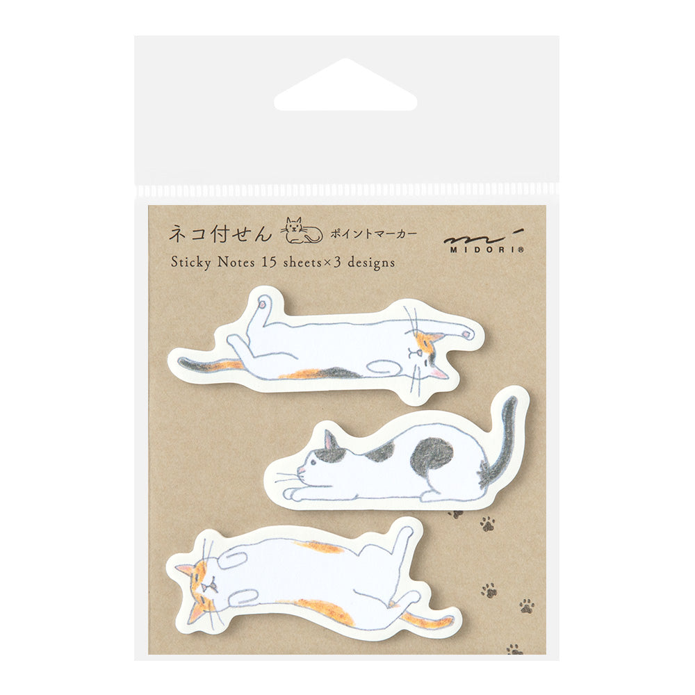Midori Sticky Notes Point in Cat Stretching Out — Midori sticky note — premium stationery and lifestyle, at Cityluxe Singapore