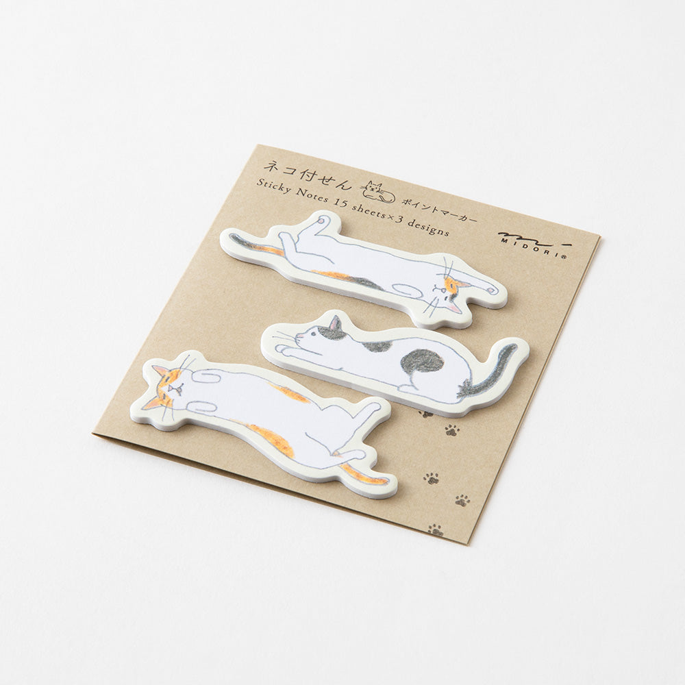 Midori Sticky Notes Point in Cat Stretching Out — Midori sticky note — premium stationery and lifestyle, at Cityluxe Singapore