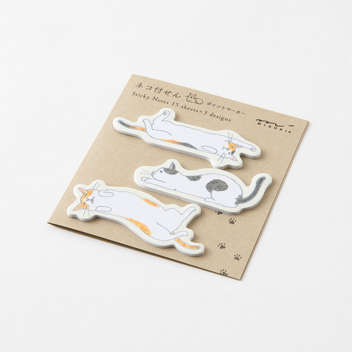 Midori Sticky Notes Point in Cat Stretching Out — Midori sticky note — premium stationery and lifestyle, at Cityluxe Singapore
