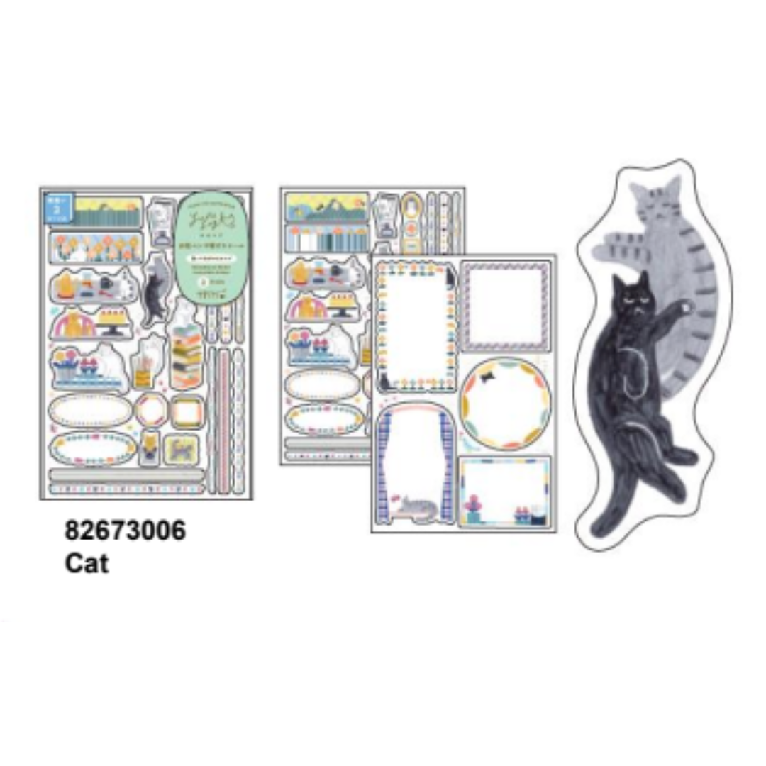 Midori Yuru Log Sticker (2 Sheets) - Cat