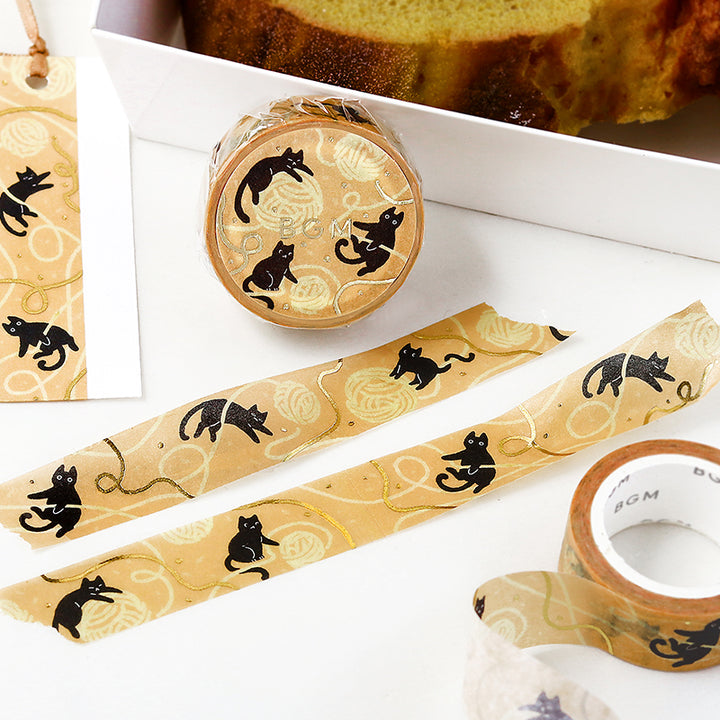BGM Foil Stamping Masking Tape: Life in Cat and Thread — BGM masking tape — decorative paper tape for journaling and scrapbooking, at Cityluxe Singapore