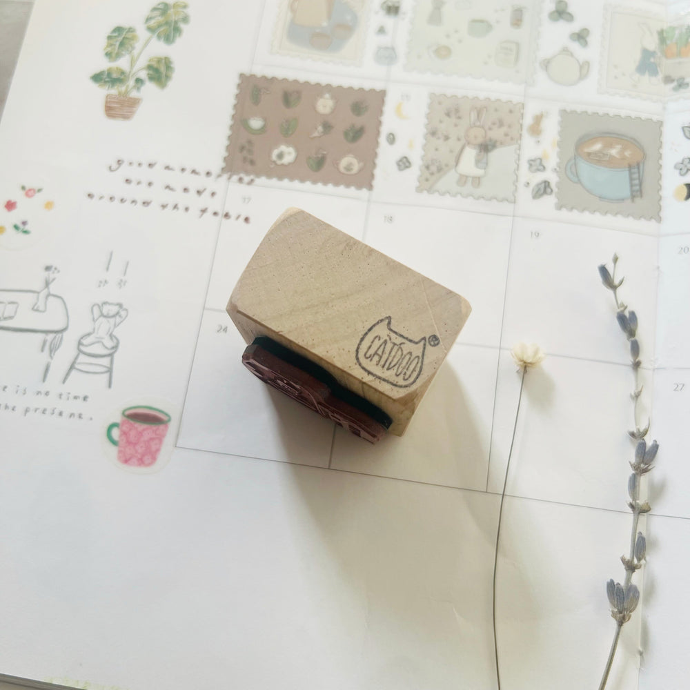 Catdoo Rubber Stamp in Cat Writing Memo — Catdoo rubber stamp — decorative stamp for journaling and paper craft, at Cityluxe Singapore