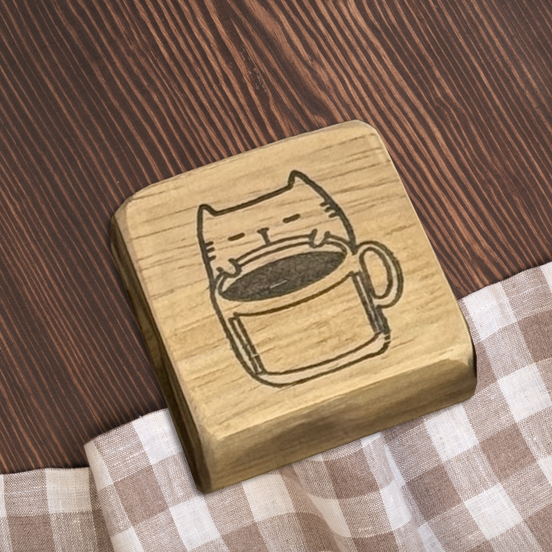 Catdoo Rubber Stamp in Coffee Label — Catdoo rubber stamp — decorative stamp for journaling and paper craft, at Cityluxe Singapore
