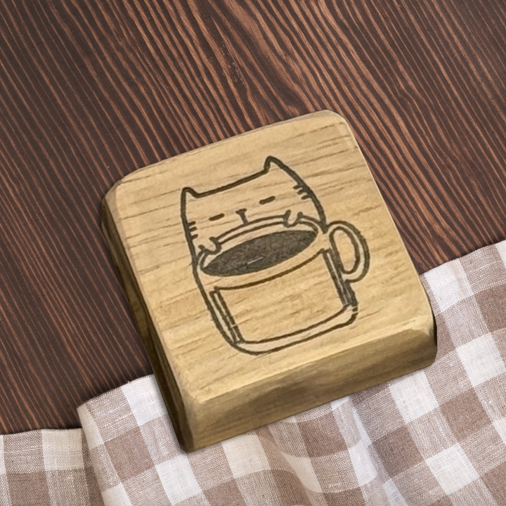 Catdoo Rubber Stamp in Coffee Label — Catdoo rubber stamp — decorative stamp for journaling and paper craft, at Cityluxe Singapore