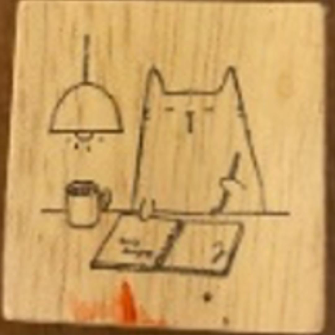 Catdoo Rubber Stamp in Midnight Catligraphy — Catdoo rubber stamp — decorative stamp for journaling and paper craft, at Cityluxe Singapore