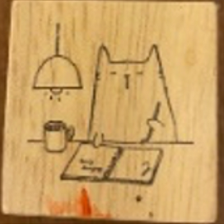 Catdoo Rubber Stamp in Midnight Catligraphy — Catdoo rubber stamp — decorative stamp for journaling and paper craft, at Cityluxe Singapore