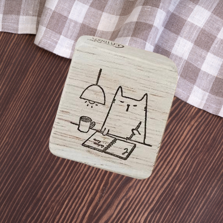 Catdoo Rubber Stamp in Midnight Catligraphy — Catdoo rubber stamp — decorative stamp for journaling and paper craft, at Cityluxe Singapore
