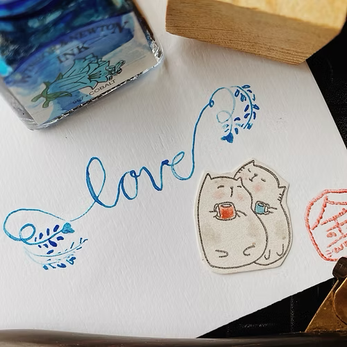 Catdoo Rubber Stamp in Loving Cuppa — Catdoo rubber stamp — decorative stamp for journaling and paper craft, at Cityluxe Singapore