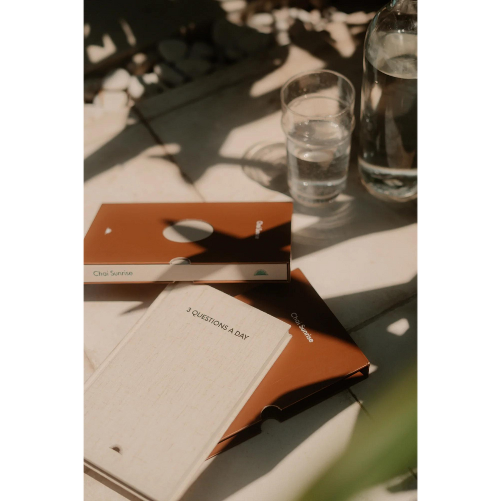 Chai Sunrise 3 Questions a Day Journal in Wood — Chai Sunrise notebook — quality writing journal with premium paper, at Cityluxe Singapore stationery store