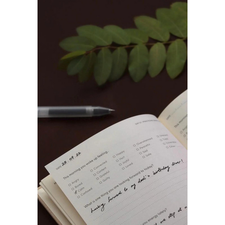 Chai Sunrise 3 Questions a Day Journal in Wood — Chai Sunrise notebook — quality writing journal with premium paper, at Cityluxe Singapore stationery store