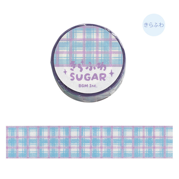 BGM Kira Fuwa Sugar Masking Tape - Check Blueberry — roll front