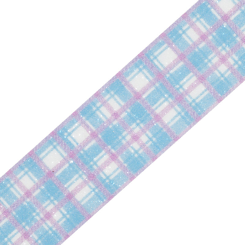 BGM Kira Fuwa Sugar Masking Tape in Check Blueberry — BGM masking tape — decorative paper tape for journaling and scrapbooking, at Cityluxe Singapore