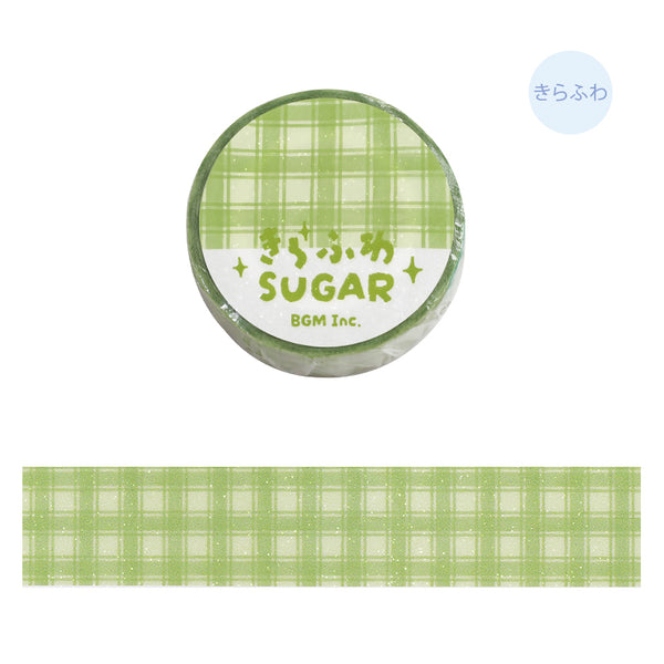 Load image into Gallery viewer, BGM Kira Fuwa Sugar Masking Tape - Check Green Tea
