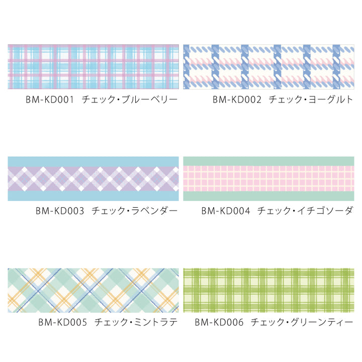 BGM Kira Fuwa Sugar Masking Tape - Check Green Tea