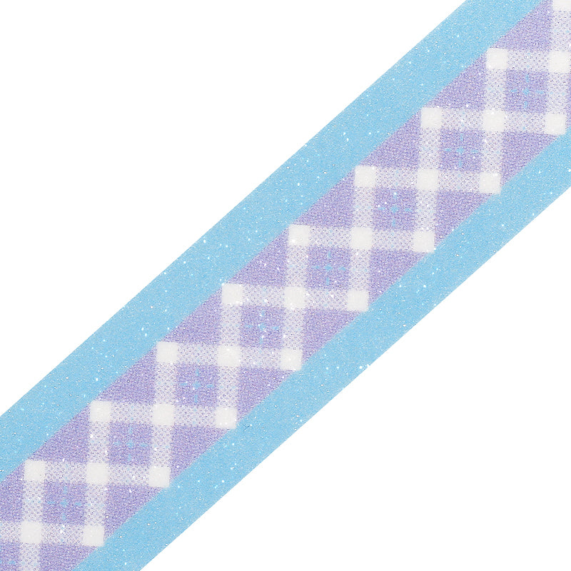 BGM Kira Fuwa Sugar Masking Tape in Check Lavender — BGM masking tape — decorative paper tape for journaling and scrapbooking, at Cityluxe Singapore