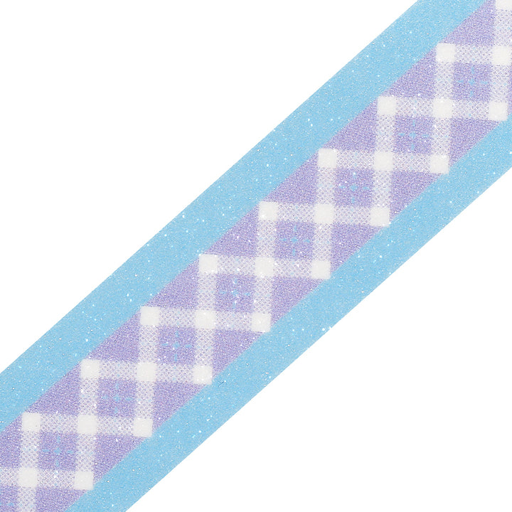 BGM Kira Fuwa Sugar Masking Tape in Check Lavender — BGM masking tape — decorative paper tape for journaling and scrapbooking, at Cityluxe Singapore
