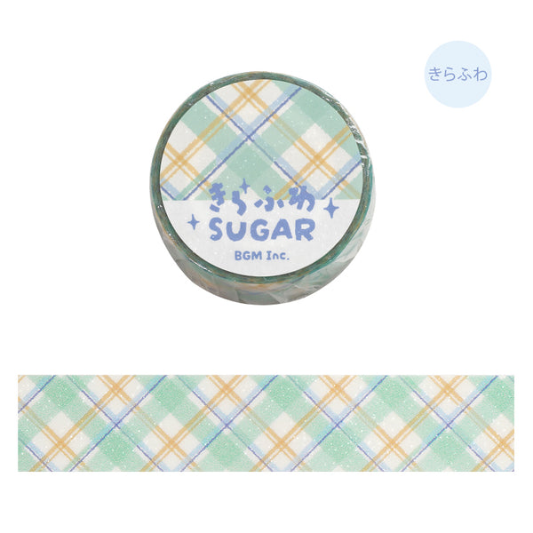 Load image into Gallery viewer, BGM Kira Fuwa Sugar Masking Tape - Check Mint Latte
