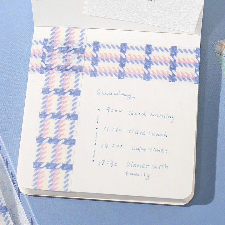 BGM Kira Fuwa Sugar Masking Tape in Check Yogurt — BGM masking tape — decorative paper tape for journaling and scrapbooking, at Cityluxe Singapore