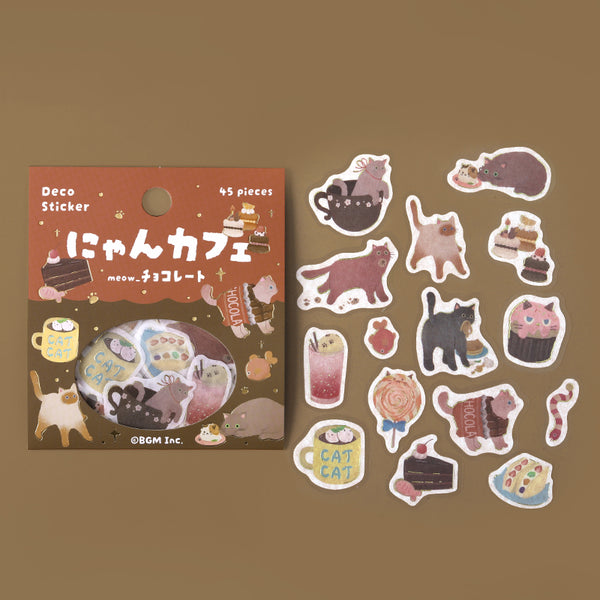 Load image into Gallery viewer, BGM Foil Stamping Flake Seal: Nyan Cafe - Chocolate
