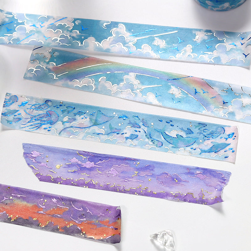 BGM Foil Stamping Masking Tape: Sky Encyclopedia in Clear Skies — BGM masking tape — decorative paper tape for journaling and scrapbooking, at Cityluxe Singapore