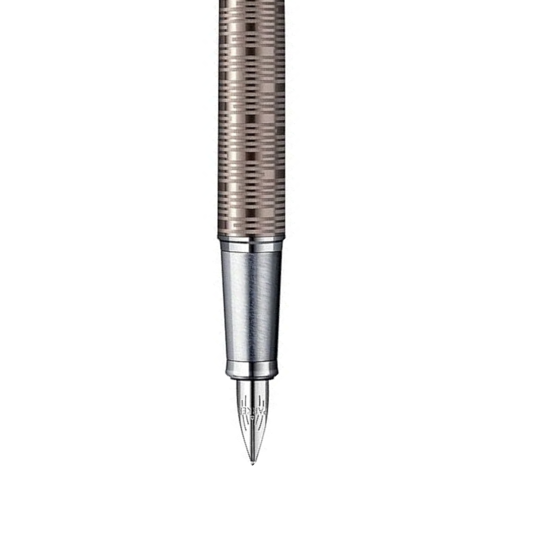 Parker IM Premium Fountain Pen in Brown Shadow with Chrome Trims — Parker fountain pen — precision nib writing instrument, at Cityluxe Singapore stationery store