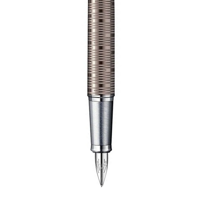 Parker IM Premium Fountain Pen in Brown Shadow with Chrome Trims — Parker fountain pen — precision nib writing instrument, at Cityluxe Singapore stationery store