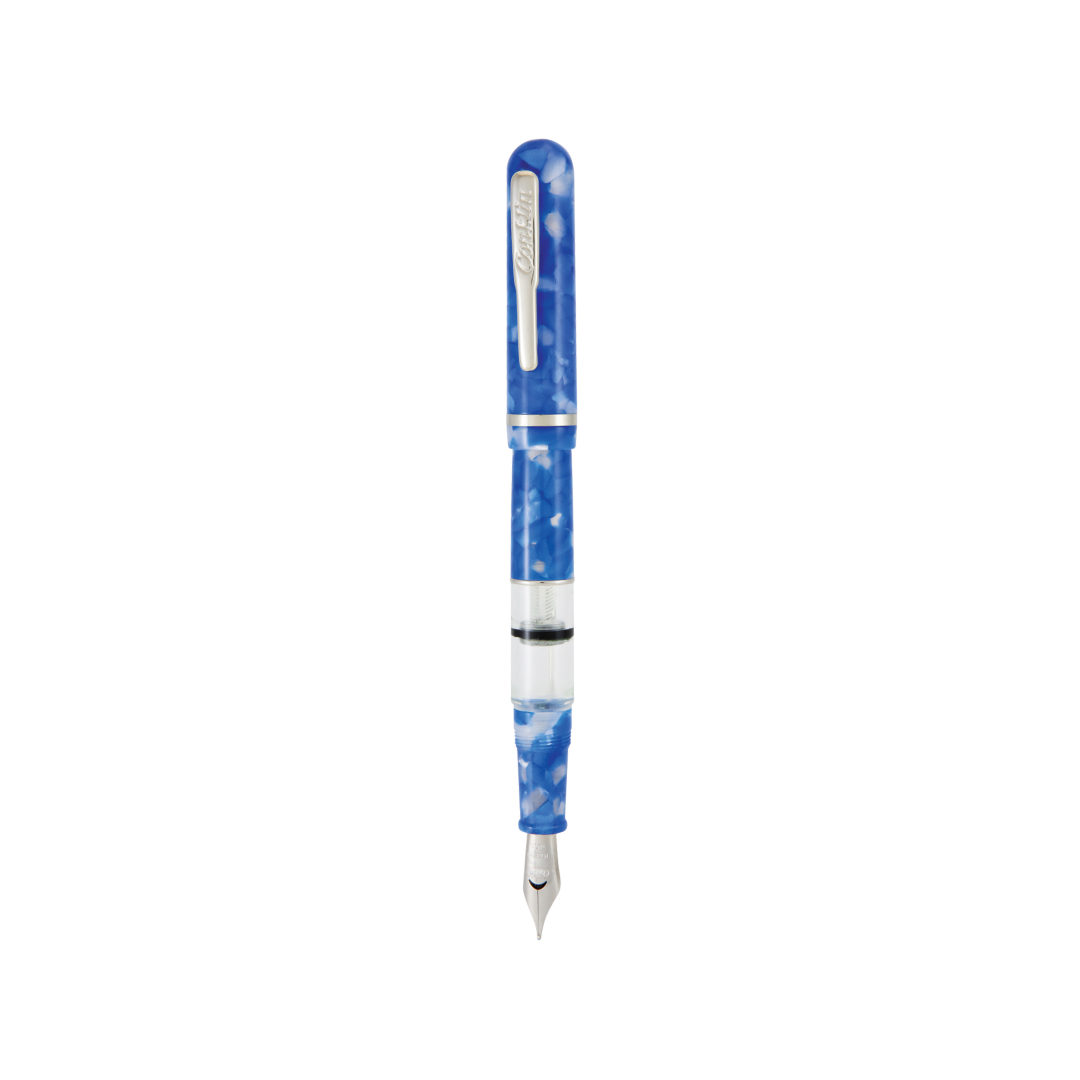 Conklin Heritage Word Gauge Collection Fountain Pen Blue — uncapped with cap posted