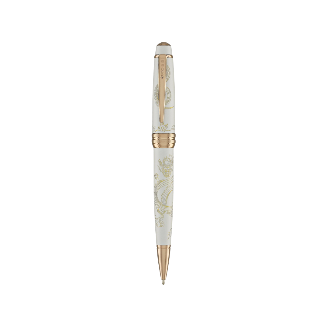 Cross Bailey Year of the Dragon Ballpoint Pen - Pearlescent White Lacquer with Rose Gold Trims — Cross ballpoint pen — reliable smooth-writing everyday pen, at Cityluxe Singapore