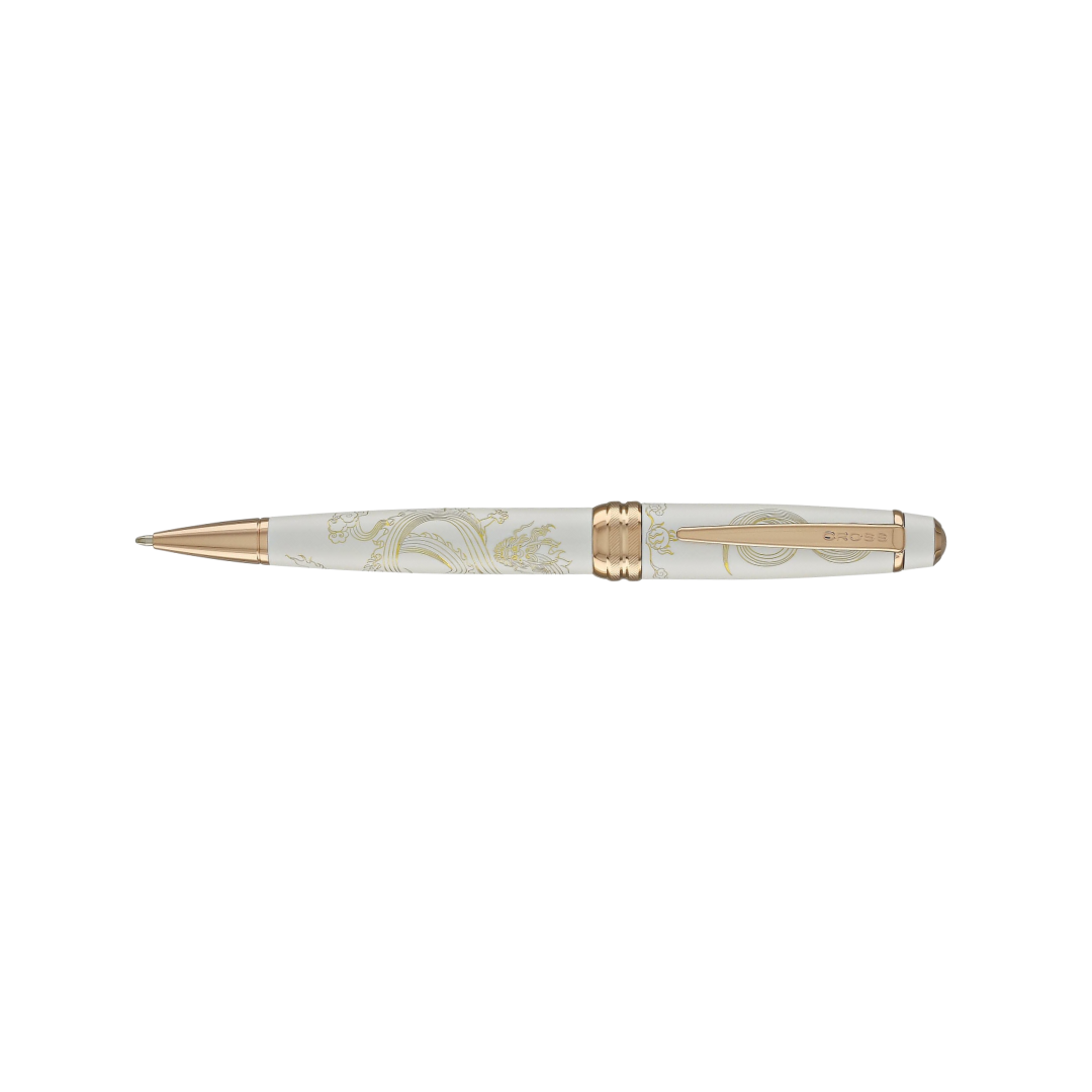 Cross Bailey Year of the Dragon Ballpoint Pen - Pearlescent White Lacquer with Rose Gold Trims — Cross ballpoint pen — reliable smooth-writing everyday pen, at Cityluxe Singapore