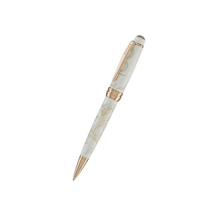 Cross Bailey Year of the Dragon Ballpoint Pen - Pearlescent White Lacquer with Rose Gold Trims — Cross ballpoint pen — reliable smooth-writing everyday pen, at Cityluxe Singapore