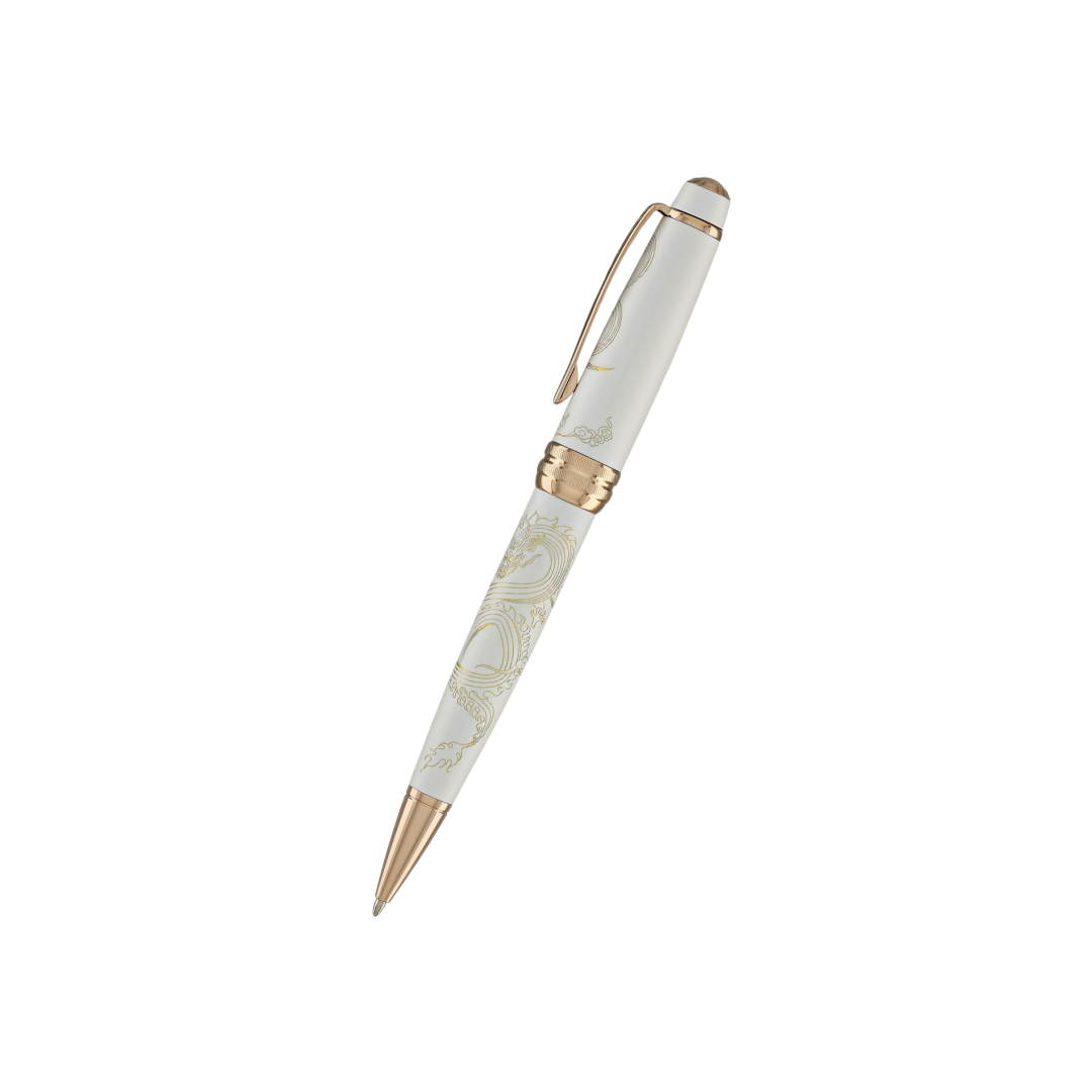 Cross Bailey Year of the Dragon Ballpoint Pen - Pearlescent White Lacquer with Rose Gold Trims — Cross ballpoint pen — reliable smooth-writing everyday pen, at Cityluxe Singapore