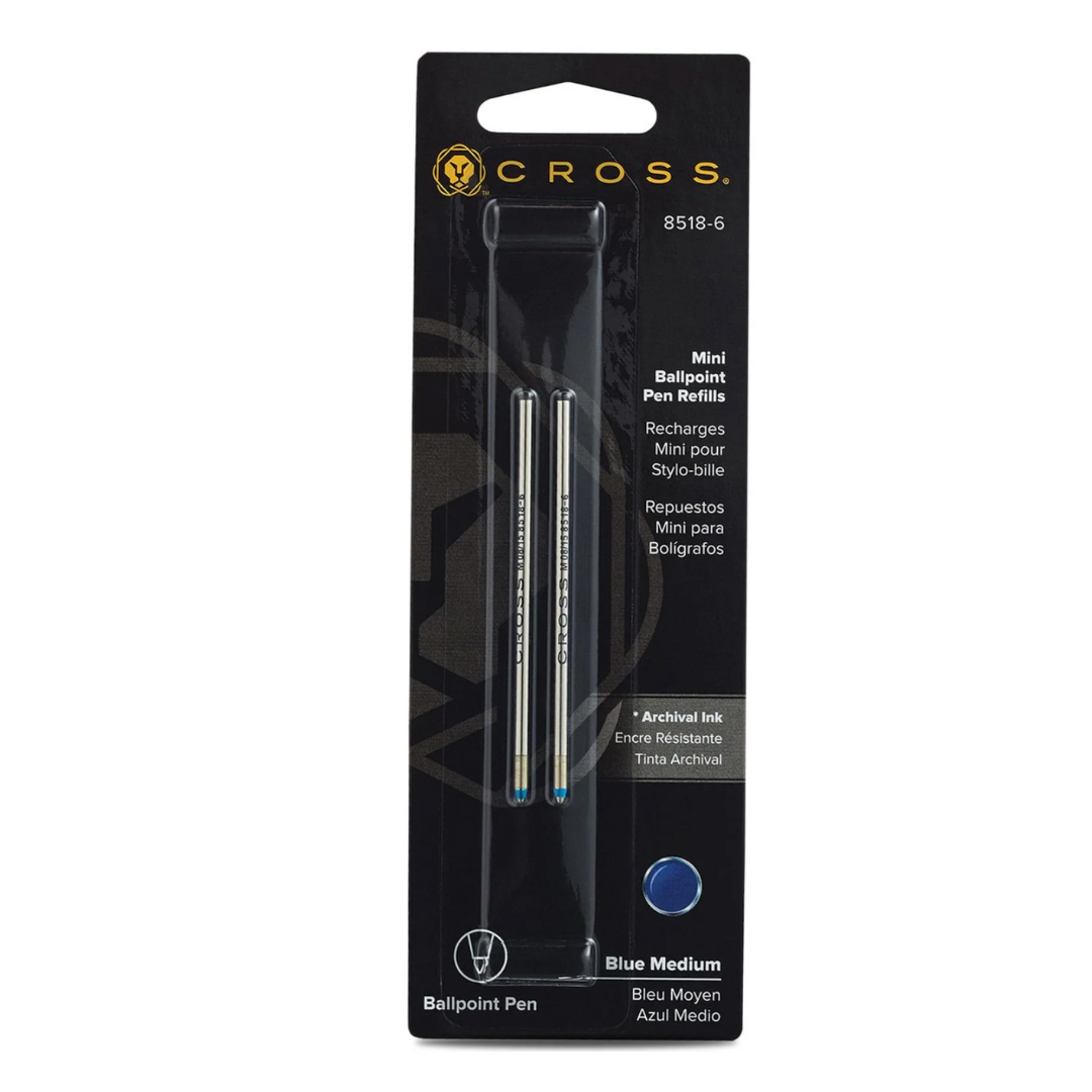 Cross Ballpoint Pen Refill Oil-Based for M Medium Point Blue 1 Pack (2 Pieces) Cross Mini Ballpoint 8518 (D, D1) Refill — Cross ballpoint pen — reliable smooth-writing everyday pen, at Cityluxe Singap