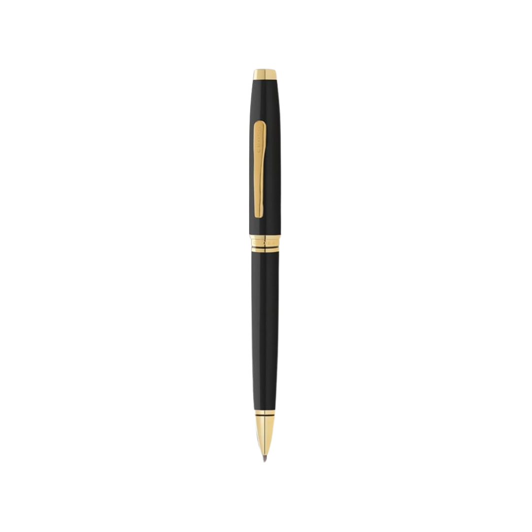 Cross Coventry Ballpoint Pen in Black Lacquer With Gold Tone — Cross ballpoint pen — reliable smooth-writing everyday pen, at Cityluxe Singapore
